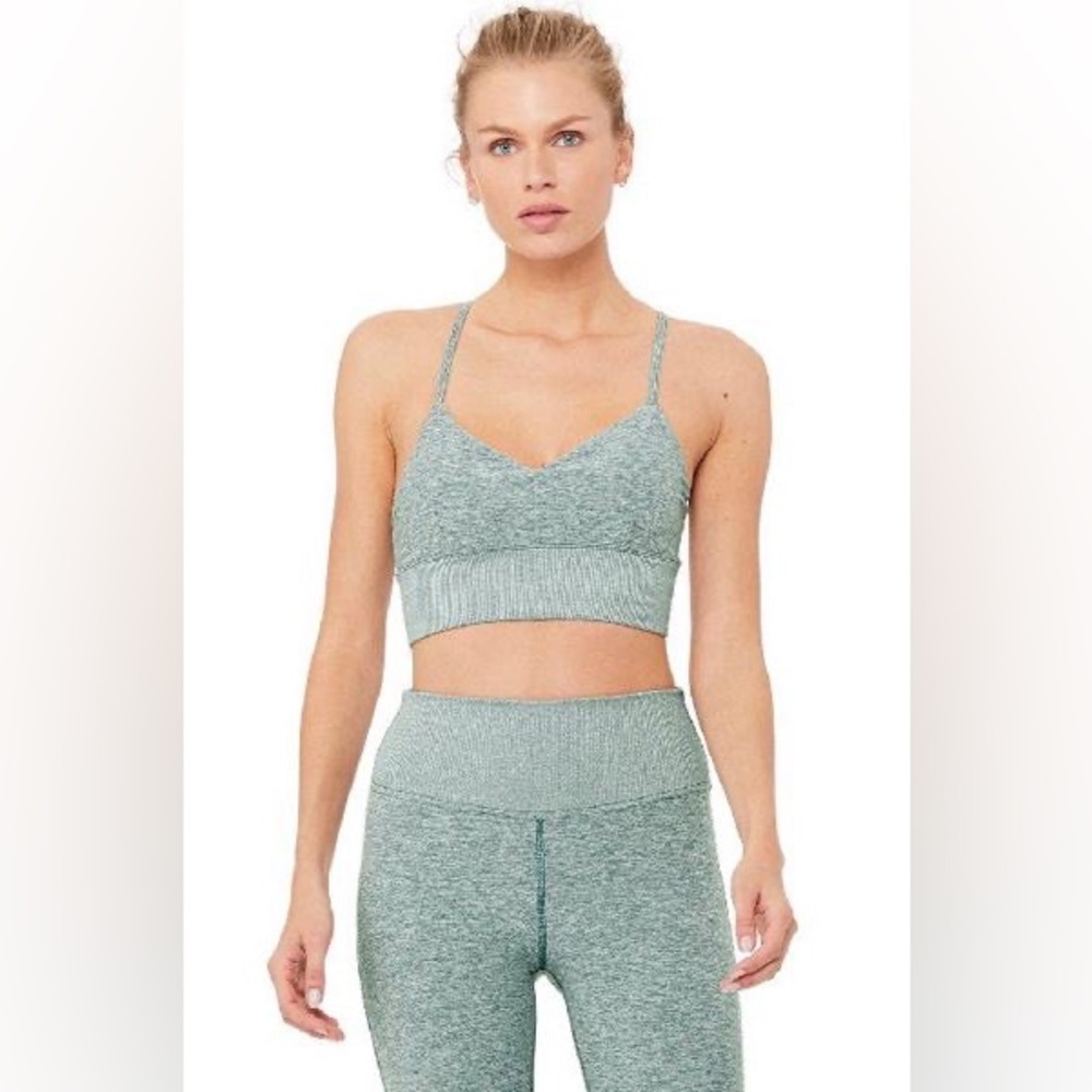 Alo Yoga Alosoft Lush Bra In Seagrass Heather
